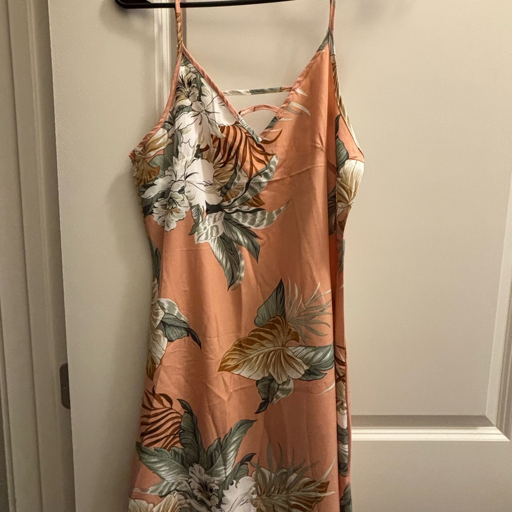Floral Slip Dress in Peach and Green